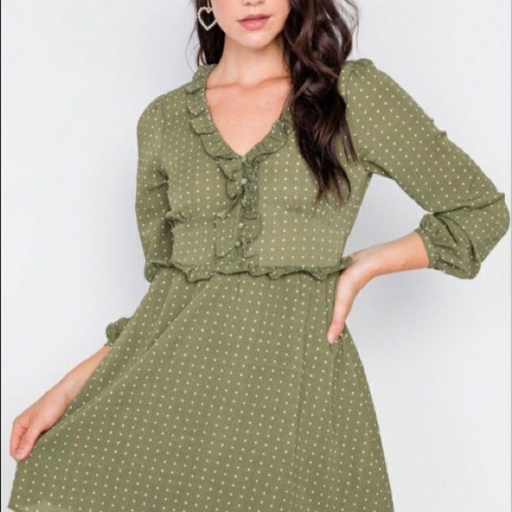 Polkadot A-Line Midi Dress. Sizes S, M, L